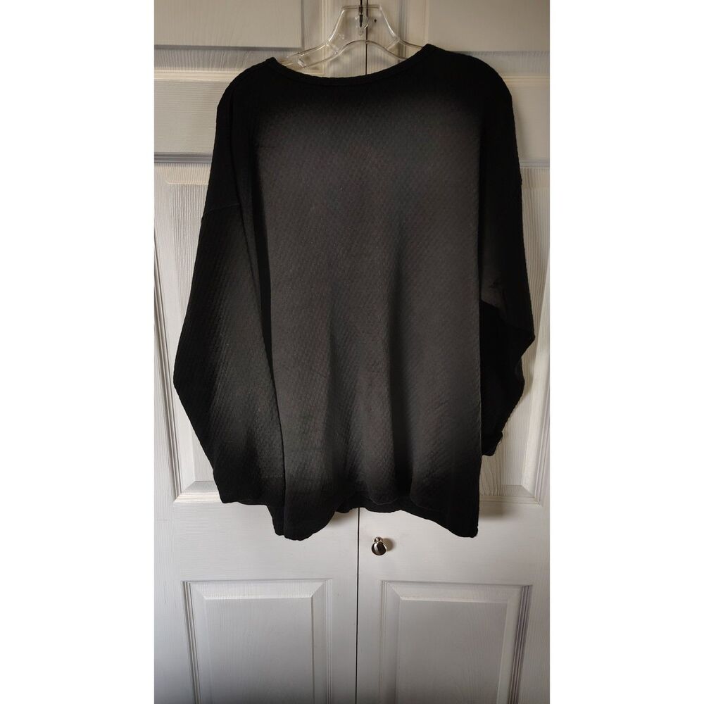 Vintage White Stag Black Textured Waffle Knit Oversized Sweatshirt Women's L
